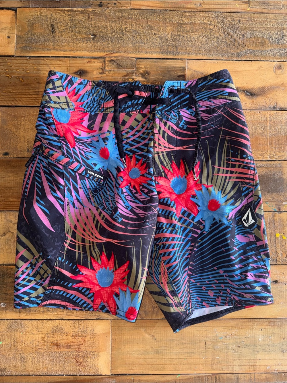 Volcom boys Black Tropical Floral Boardshorts